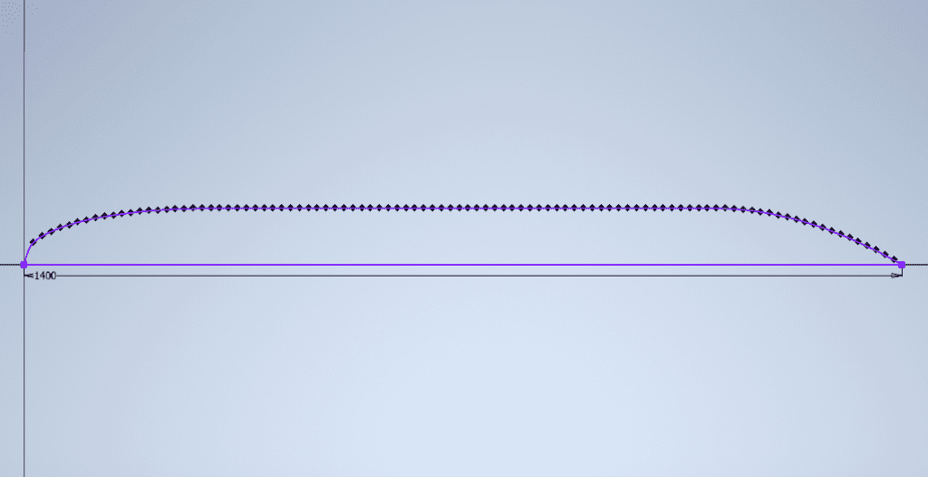 Curva generada en python utilizando las ecuaciones de Myring.